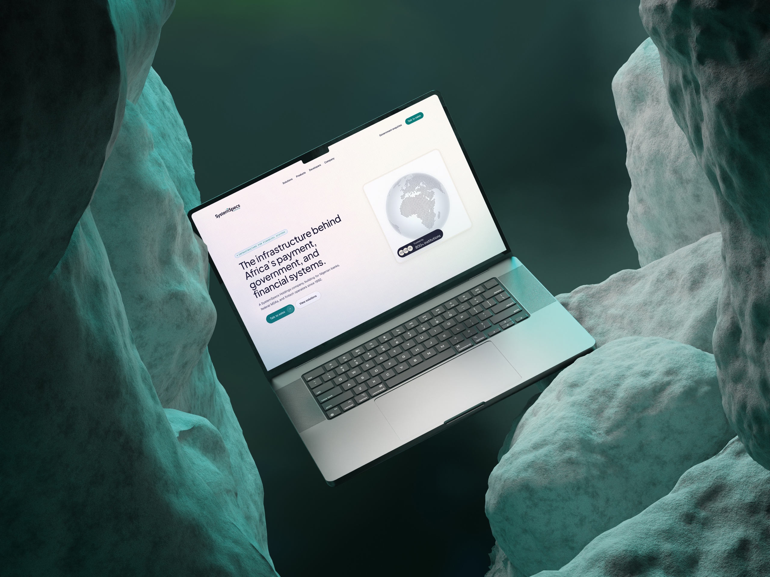 STSL homepage shown on a laptop, perspective view